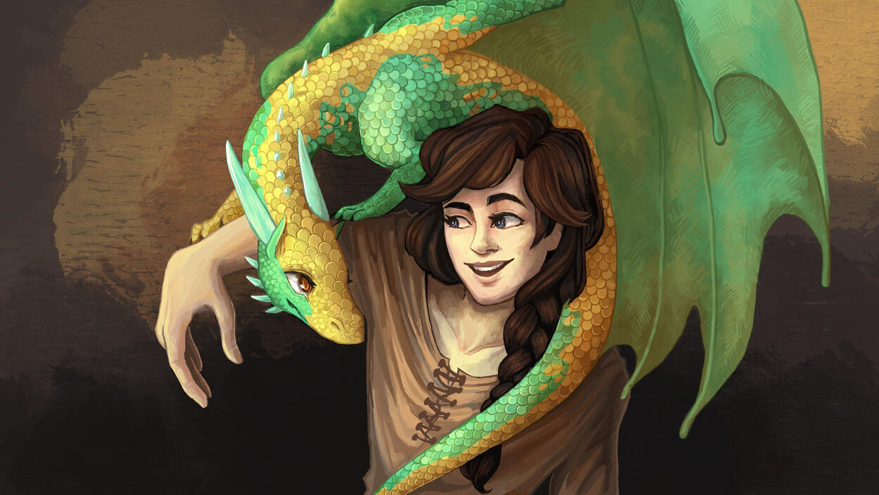 A Boy and A Dragon Fantasy Illustration Commission